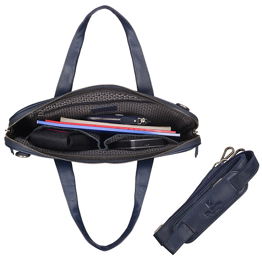 Деловая сумка Dr.Koffer из натуральной кожи синяя