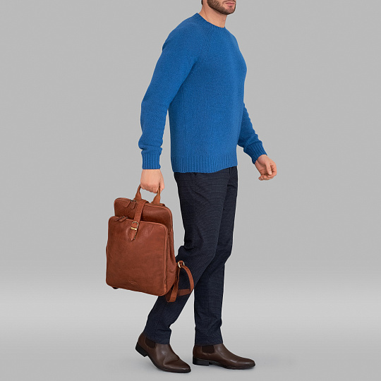 Рюкзак Dr.Koffer из натуральной кожи светло-коричневый