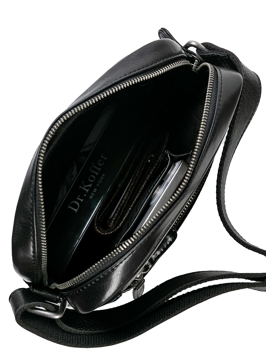 Сумка через плечо Dr.Koffer из натуральной кожи черная