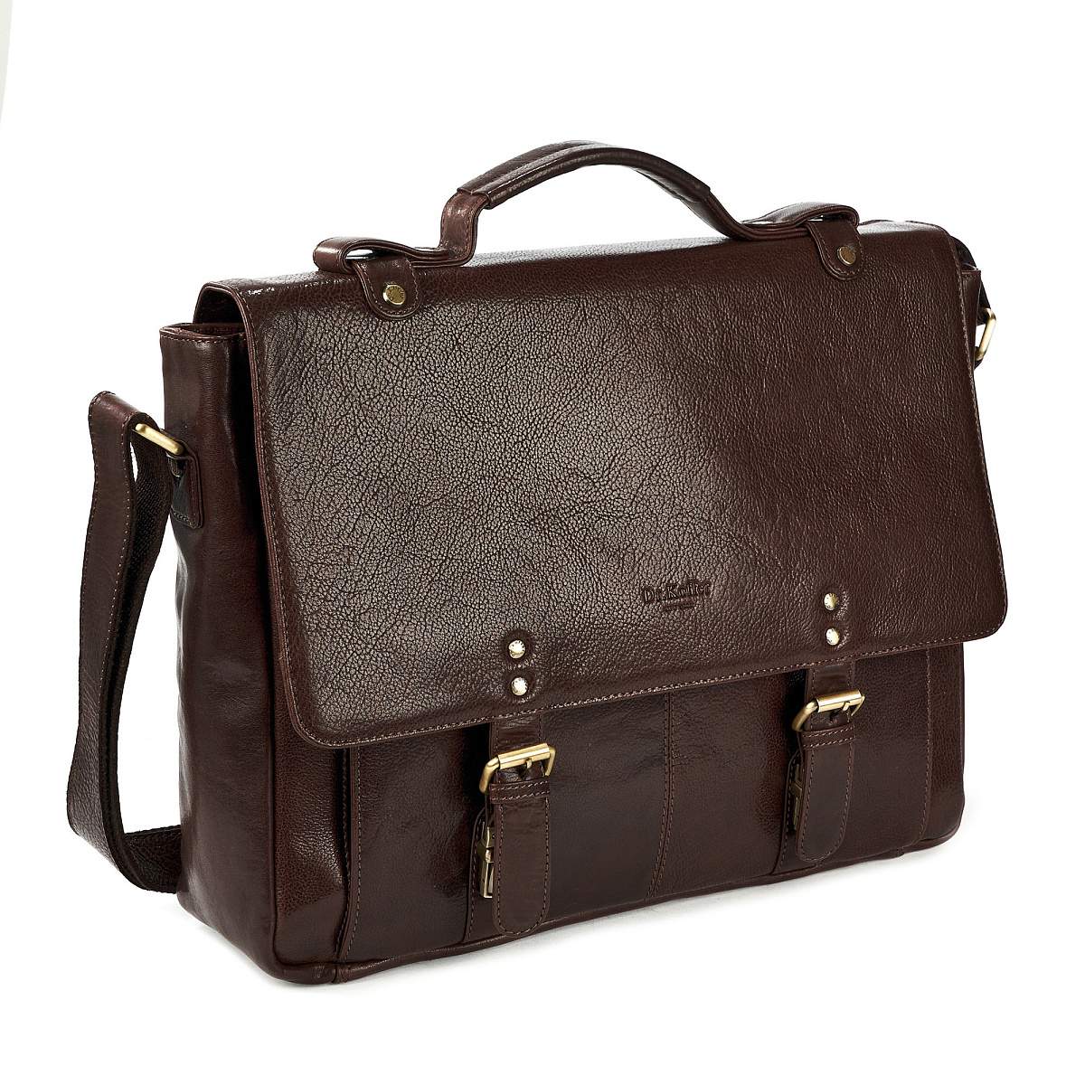 Портфель Dr.Koffer из натуральной кожи темно-коричневый