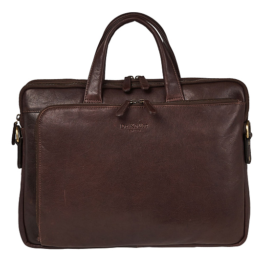 Деловая сумка Dr.Koffer из натуральной кожи темно-коричневая