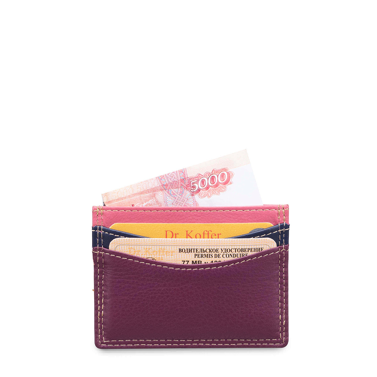 Кредитница Dr.Koffer из натуральной кожи фиолетовая