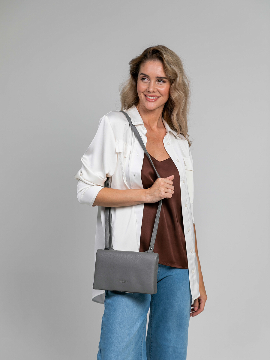 Сумка через плечо Dr.Koffer из натуральной кожи серая