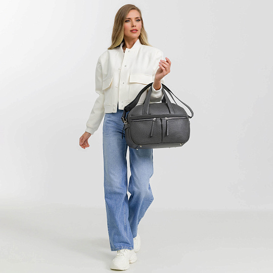 Сумка дорожная Dr.Koffer из натуральной кожи серая