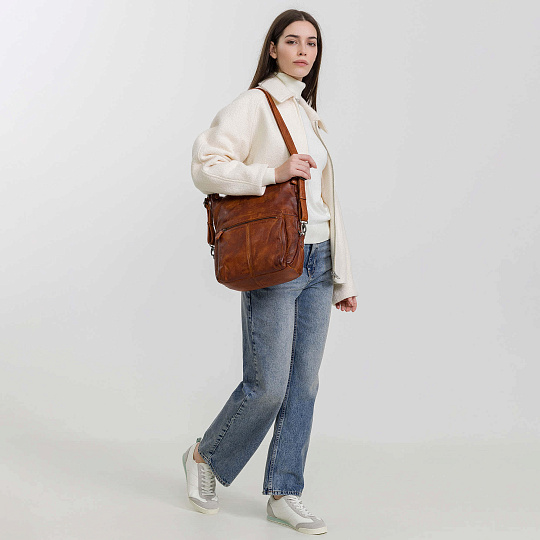 Сумка через плечо Dr.Koffer из натуральной кожи коричневая