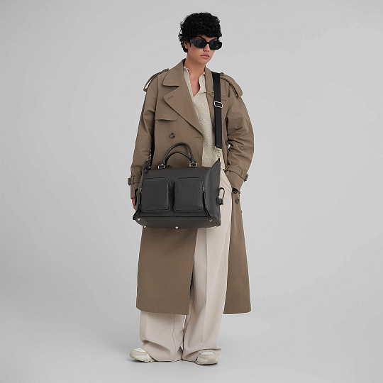 Сумка дорожная Dr.Koffer из натуральной кожи серая