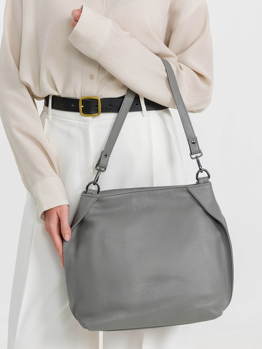 Женская сумка Dr.Koffer из натуральной кожи серая