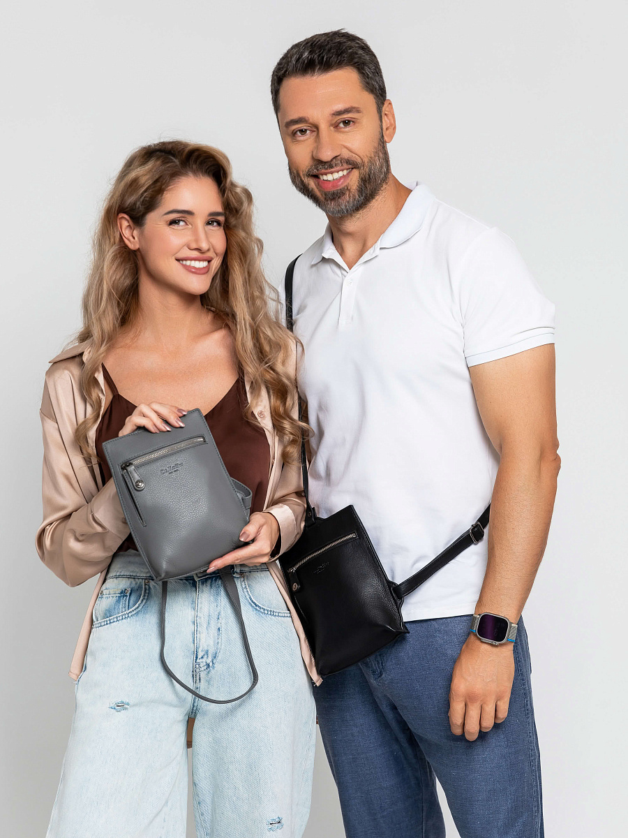 Сумка через плечо Dr.Koffer из натуральной кожи черная