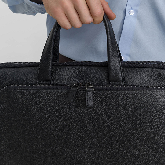 Деловая сумка Dr.Koffer из натуральной кожи черная